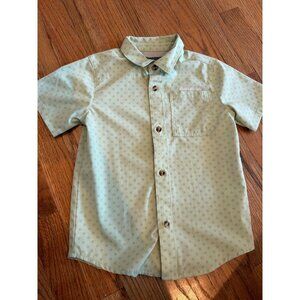 Eddie Bauer kids button up dry fit green shirt size 5 boys